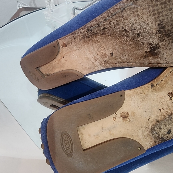 Tod's Blue Leather Loafers Driving Moccasin Size 39 US 8.5 - Picture 9 of 10